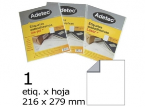 ETIQUETA LASER 216X 279 25HJ 25 ETIQ ADETEC