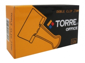 DOBLE CLIPS NEGROS 1- 25MM X 12UN TORRE