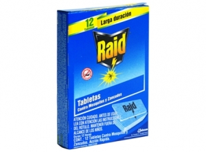 INSECTICIDA RAID RECAR. A/ZANCUDO 12 TABLETAS