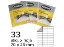 ETIQUETA INK-JET 70X 25-3C 10HJ 330 ETIQ ADETEC