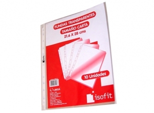 FUNDA PLASTICA CARTA X 10 UDS. ISOFIT